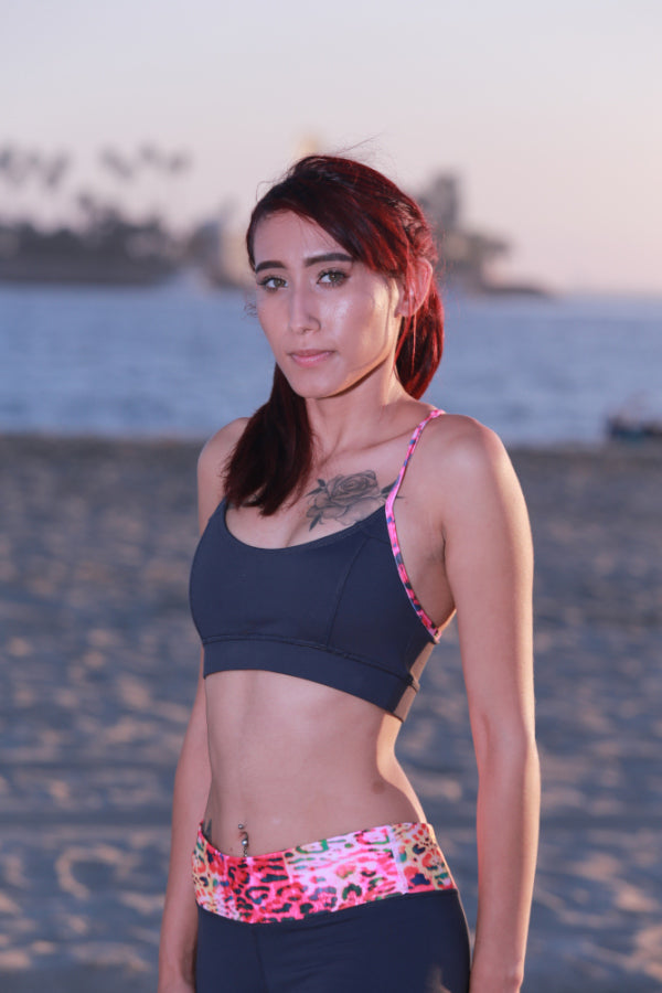 Print Trim Cropped Sport Bralette - TheActiveBrand